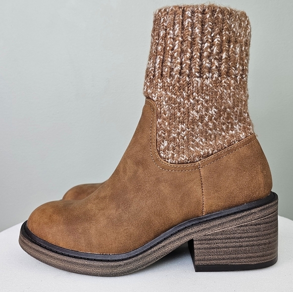 Portland Boot Company Women's Cozy Sweater Knit Bootie Cognac - Picture 9 of 12